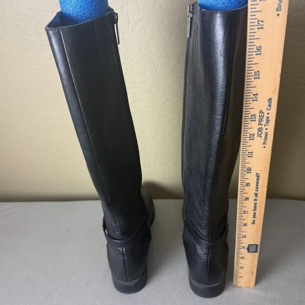 Michael Kors Women’s Black Leather Tall Riding Boots Size 10M Full Zip